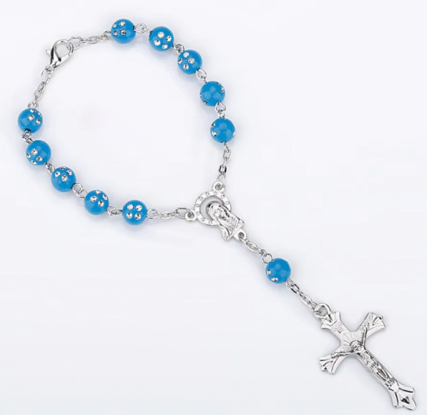 wechat_2025-08-02_090758_785 Religious Accessories Multi-colored Acrylic Rosary Beads Bracelet Catholic Cross Bracelet