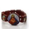 Komi Hot Selling Wooden Icon Dripping Oil Elastic Watch Beaded Rosary Religious Bracelet