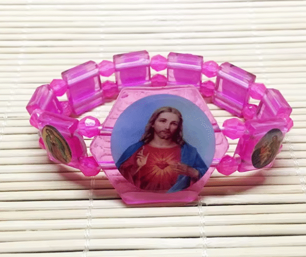 wechat_2025-08-02_151342_677 KOMI Colorful Acrylic Square Beaded Rosary Bracelet for Children Prayer Multi Color Watch Shape Elastic Bands Bracelets for Kids