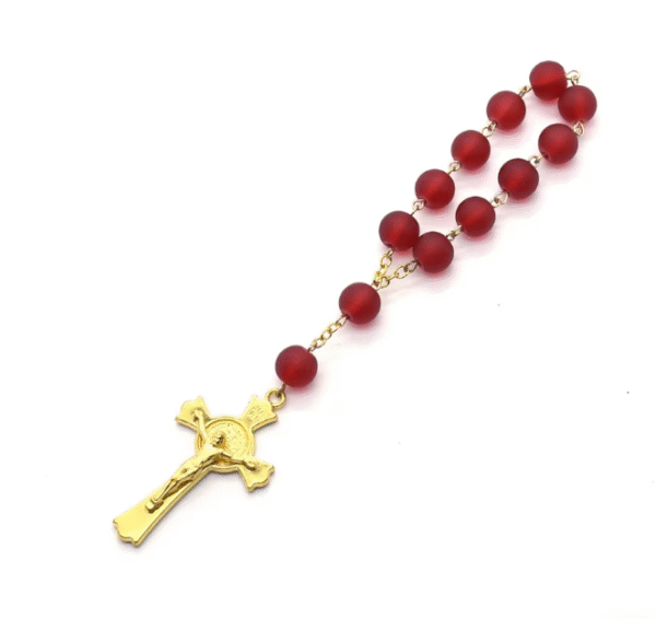 wechat_2025-08-04_153941_005 Komi Wholesale Colorful 6mm Glass Beads Cross Rosay Bracelet Religious Prayer Bracelet Safe Car Accessories Pendant