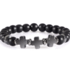 Fashion Wear with Jewelry Black Gallstone Interval Cross Couple Bracelet Yoga Jewelry