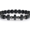 Fashion Wear with Jewelry Black Gallstone Interval Cross Couple Bracelet Yoga Jewelry
