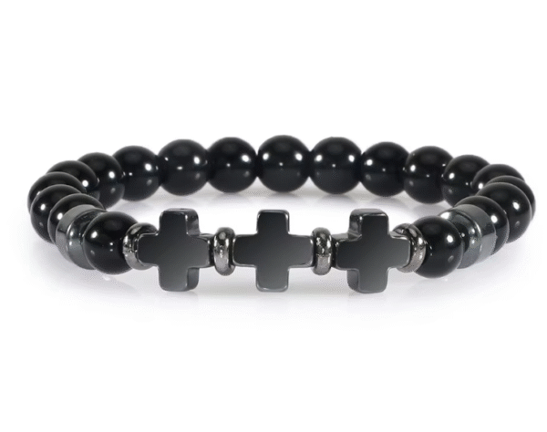 Fashion Wear with Jewelry Black Gallstone Interval Cross Couple Bracelet Yoga Jewelry