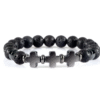 Fashion Wear with Jewelry Black Gallstone Interval Cross Couple Bracelet Yoga Jewelry