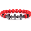Fashion Wear with Jewelry Black Gallstone Interval Cross Couple Bracelet Yoga Jewelry
