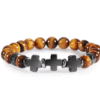 Fashion Wear with Jewelry Black Gallstone Interval Cross Couple Bracelet Yoga Jewelry