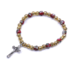 Wholesales 6mm Cloisonne Catholic Gif Cross Crucifix Prayer Beads Stretch Rosary Bracelet