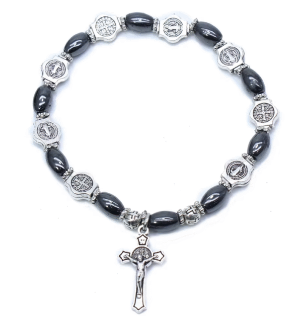 wechat_2025-08-05_141552_365 Wholesales Black Christian Jewelry Icon Black Beads Rosary Crucifix Virgin Mary Pendant Bracelet