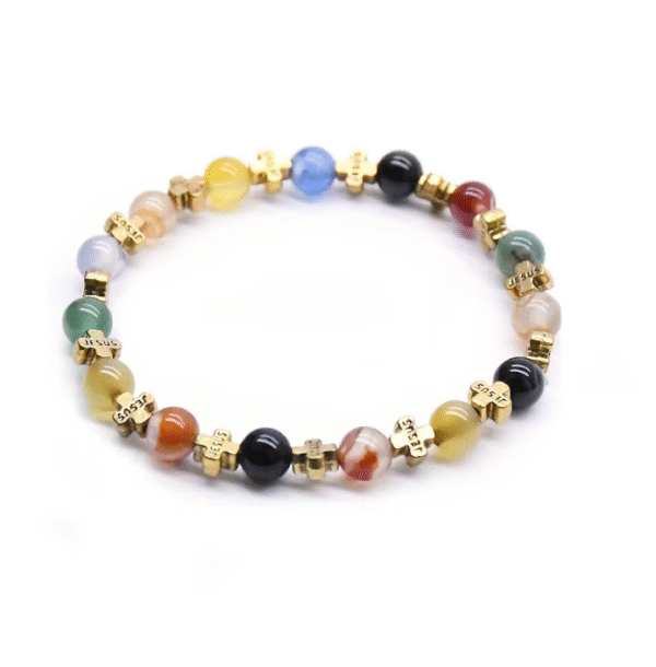 wechat_2025-08-05_142741_412 Religious Jewelry Natural Stone Cross Stretch Bracelet Beaded Bracelet