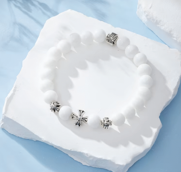 wechat_2025-08-05_170449_240 KOMI Fashion Natural 8mm Gemstone Beaded Bracelets with Vintage Metal Cross Bracelet Turquoise Beads Stretch Bracelet for Unisex