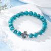 wechat_2025-08-05_170641_329 KOMI 8mm Natural Volcanic Lava Rock Tiger Eye Turquoise Gemstone Beaded Bracelets with Cross Elastic Stretch Bracelet for Unisex