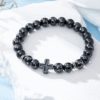 wechat_2025-08-05_170648_920 KOMI 8mm Natural Volcanic Lava Rock Tiger Eye Turquoise Gemstone Beaded Bracelets with Cross Elastic Stretch Bracelet for Unisex