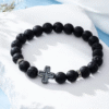 wechat_2025-08-05_170702_800 KOMI 8mm Natural Volcanic Lava Rock Tiger Eye Turquoise Gemstone Beaded Bracelets with Cross Elastic Stretch Bracelet for Unisex
