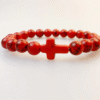 KOMI New Turquoise Black Gallstone Volcanic Stone Bracelet with Cross Elastic Bracelet