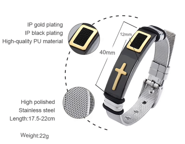 Personalized Adjustable Cross Titanium Steel Wide Face Bracelet for Men Women