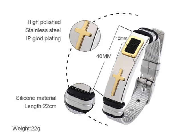 Personalized Adjustable Cross Titanium Steel Wide Face Bracelet for Men Women