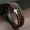 wechat_2025-08-18_170019_782 Mens Cross Gemstone Leather Cuff Bracelet Bangles Hematite Cross 6mm Natural Stone Layered Leather Bangle Bracelets for Men
