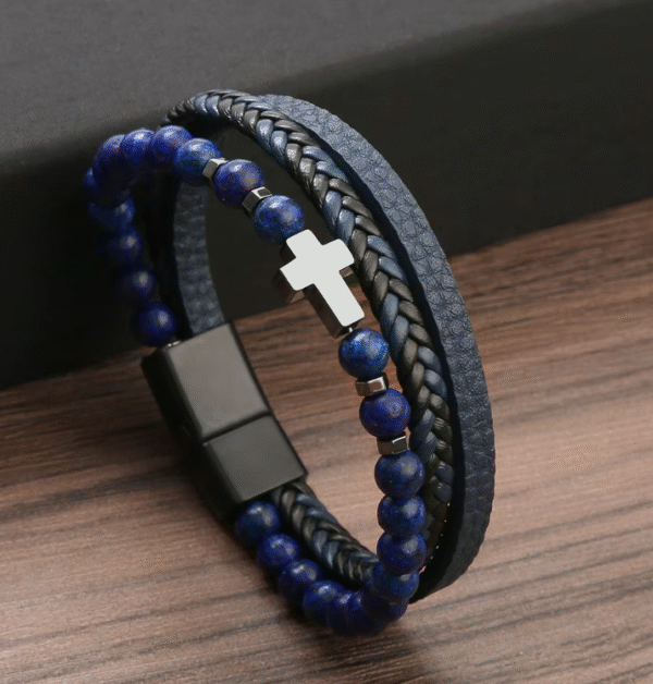 wechat_2025-08-18_170024_998 Mens Cross Gemstone Leather Cuff Bracelet Bangles Hematite Cross 6mm Natural Stone Layered Leather Bangle Bracelets for Men