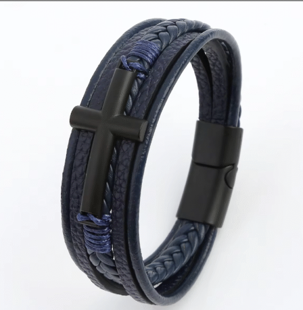 wechat_2025-08-18_171029_805 KOMI Mens Cross Leather Cuff Bracelet Bangles Multi-Layer Braided Leather with Cross Charm Wristband Bangle for Men Boys Gifts