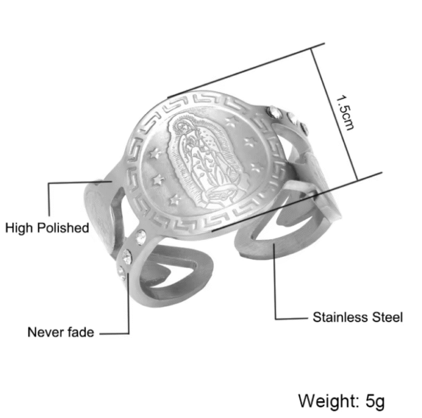 wechat_2025-08-25_160654_605 Stainless Steel Virgin Mary Ring Adjustable Virgin of Guadalupe Open Religious Ring Jewelry Wholesale