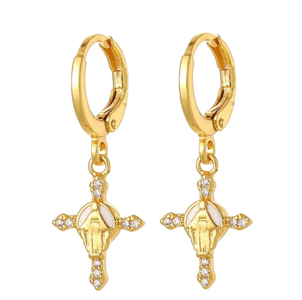 wechat_2025-08-26_100429_502 KOMI 18K Gold Plated Huggie Hoops Earrings with Zircon CZ Charms of Geometric Virgin Mary Drop Earrings for Women Religious