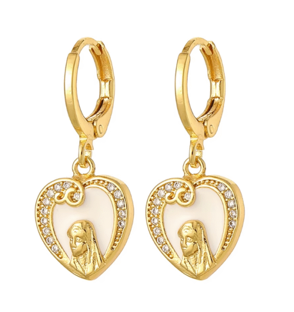 wechat_2025-08-26_100438_775 KOMI 18K Gold Plated Huggie Hoops Earrings with Zircon CZ Charms of Geometric Virgin Mary Drop Earrings for Women Religious