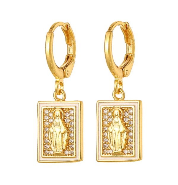 wechat_2025-08-26_100512_447 KOMI 18K Gold Plated Huggie Hoops Earrings with Zircon CZ Charms of Geometric Virgin Mary Drop Earrings for Women Religious