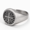 wechat_2025-08-26_104040_835 Komi Vintage Saint Benedict Cross Religious Titanium Steel Ring Round Broad Face Print Religious Ring