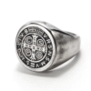 wechat_2025-08-26_104047_308 Komi Vintage Saint Benedict Cross Religious Titanium Steel Ring Round Broad Face Print Religious Ring