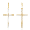 KOMI Black Silver Gold Rhinestone Pearl Cross Dangle Drop Earrings for Women Trendy Dainty Cross Hoop Earrings for Girls Gifts