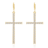 KOMI Black Silver Gold Rhinestone Pearl Cross Dangle Drop Earrings for Women Trendy Dainty Cross Hoop Earrings for Girls Gifts