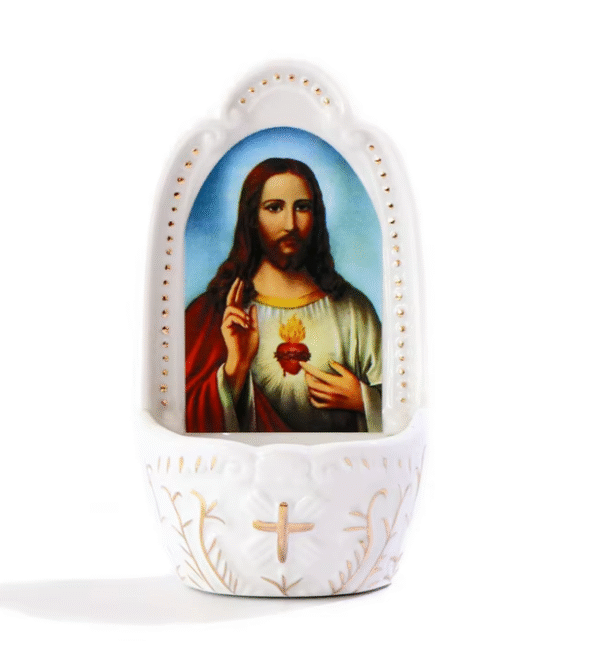 Komi Personalized Ceramic Jesus Christ Religious Catholic Wholesale Pics Pattern Hanging Holy Water Font