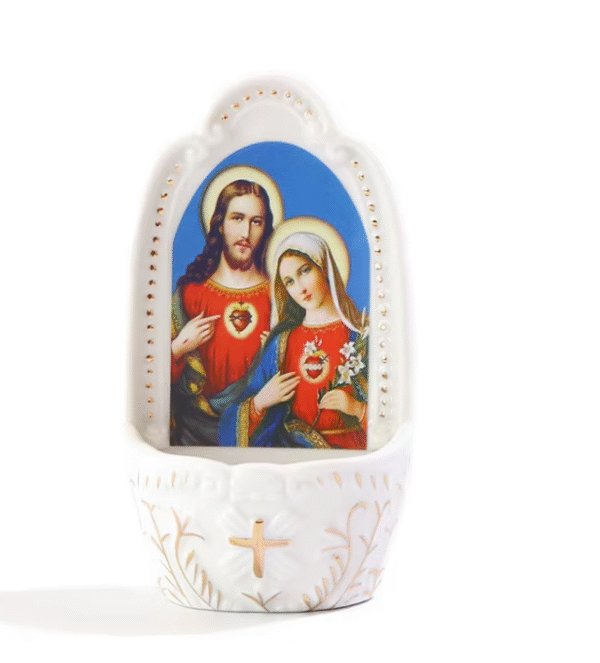Komi Personalized Ceramic Jesus Christ Religious Catholic Wholesale Pics Pattern Hanging Holy Water Font