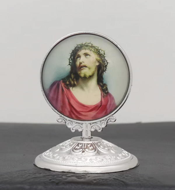 wechat_2025-08-27_170704_625 Catholic Christ Jesus Icon Holy Family Cross Crown of Thorns Icon Car Desktop Metal Ornament