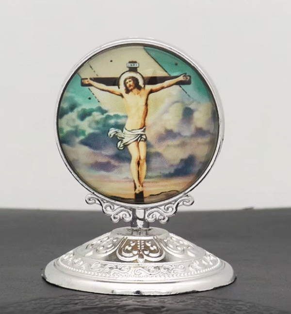 wechat_2025-08-27_170710_905 Catholic Christ Jesus Icon Holy Family Cross Crown of Thorns Icon Car Desktop Metal Ornament