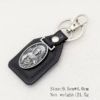 Factory Wholesale Spot Retro Metal Leather Combination Car Ornament Religious Figure Pattern Keychain Jewelry Pendant