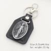 Factory Wholesale Spot Retro Metal Leather Combination Car Ornament Religious Figure Pattern Keychain Jewelry Pendant