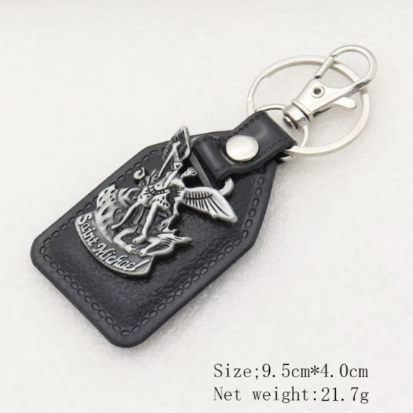 Factory Wholesale Spot Retro Metal Leather Combination Car Ornament Religious Figure Pattern Keychain Jewelry Pendant