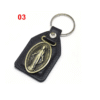 Factory Wholesale Spot Retro Metal Leather Combination Car Ornament Religious Figure Pattern Keychain Jewelry Pendant