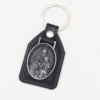 Factory Wholesale Spot Retro Metal Leather Combination Car Ornament Religious Figure Pattern Keychain Jewelry Pendant