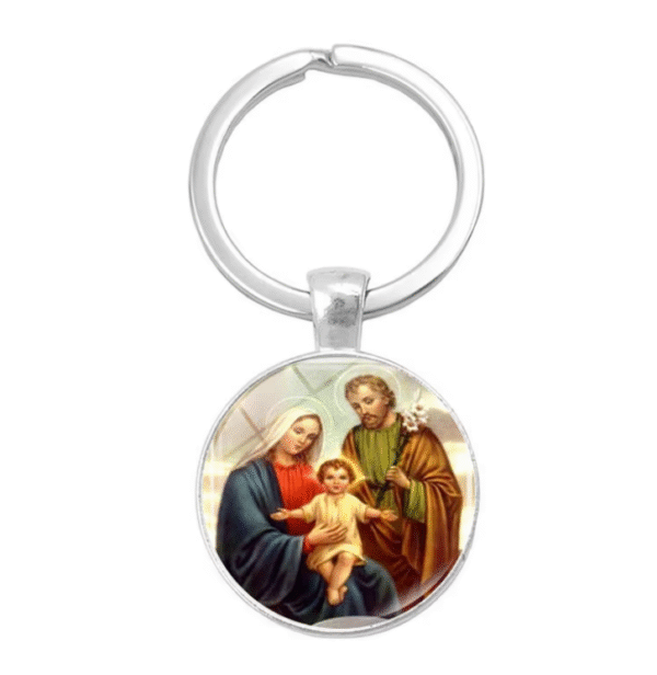 企业微信截图_20250821145130 Notre Dame Jesus Time Gemstone Keychain Pendant Creative Small Gift Religious Jewelry Metal Keyring