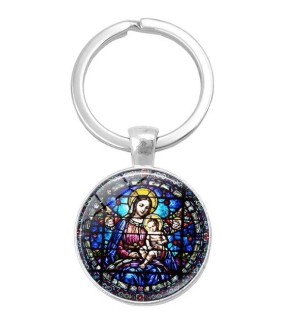 企业微信截图_20250821145146 Notre Dame Jesus Time Gemstone Keychain Pendant Creative Small Gift Religious Jewelry Metal Keyring