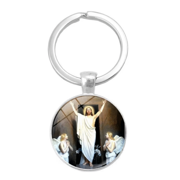 企业微信截图_20250821145151 Notre Dame Jesus Time Gemstone Keychain Pendant Creative Small Gift Religious Jewelry Metal Keyring