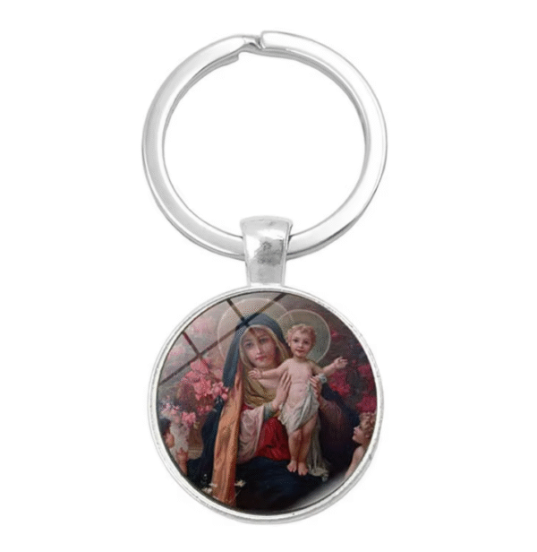 企业微信截图_20250821145200 Notre Dame Jesus Time Gemstone Keychain Pendant Creative Small Gift Religious Jewelry Metal Keyring