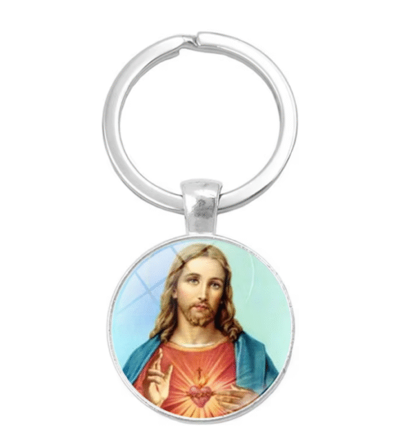 企业微信截图_20250821145216 Notre Dame Jesus Time Gemstone Keychain Pendant Creative Small Gift Religious Jewelry Metal Keyring