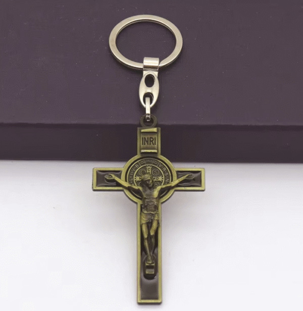 KOMI Cross Collection Keychain for Car & Bag Metal Alloy St. Benedict Cross Keyring Jewelry Accessories Pendants Key Rings