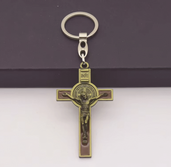 KOMI Cross Collection Keychain for Car & Bag Metal Alloy St. Benedict Cross Keyring Jewelry Accessories Pendants Key Rings