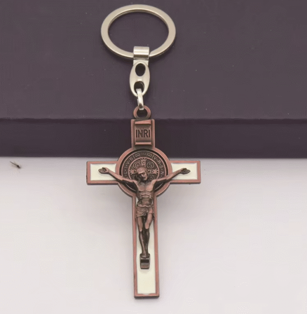 KOMI Cross Collection Keychain for Car & Bag Metal Alloy St. Benedict Cross Keyring Jewelry Accessories Pendants Key Rings