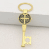 Hot Selling Saint Benedict Medal Key Keychain in Gold Silver Tone Key Pattern Pendant Key Ring Great Gifts