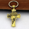 KOMI Vintage Figure Crucifix Pendant Necklace Keychain Jewelry Set Image Cross Religious Craft Gifts Car Accessories